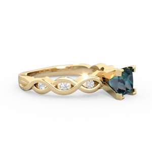 Alexandrite Infinity 5Mm Square Engagement 14K Yellow Gold ring R26315SQ