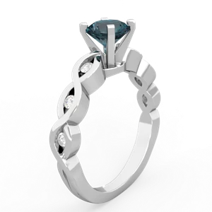 Alexandrite Infinity 6Mm Round Engagement 14K White Gold ring R26316RD