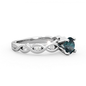 Alexandrite Infinity 6Mm Round Engagement 14K White Gold ring R26316RD