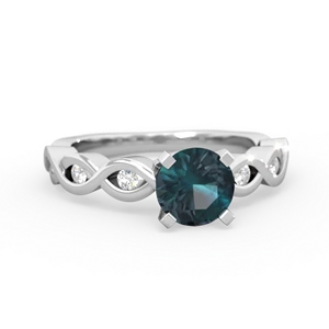 Alexandrite Infinity 6Mm Round Engagement 14K White Gold ring R26316RD