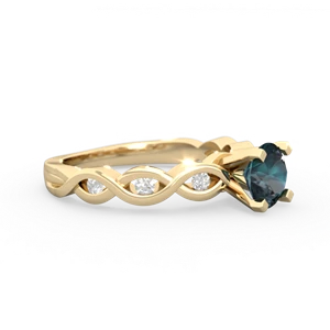 Alexandrite Infinity 6Mm Round Engagement 14K Yellow Gold ring R26316RD