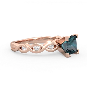 Alexandrite Infinity 6Mm Princess Engagement 14K Rose Gold ring R26316SQ