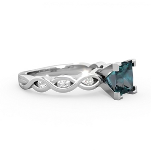 Alexandrite Infinity 6Mm Princess Engagement 14K White Gold ring R26316SQ