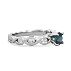 Alexandrite Infinity 5Mm Round Engagement 14K White Gold ring R26315RD