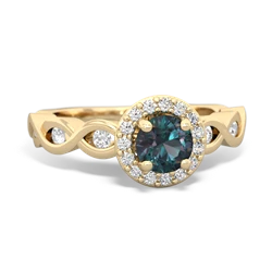 Alexandrite Infinity Halo Engagement 14K Yellow Gold ring R26315RH