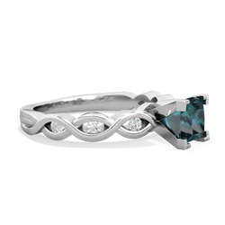 Alexandrite Infinity 5Mm Square Engagement 14K White Gold ring R26315SQ