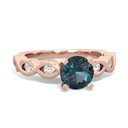 Alexandrite Infinity 6Mm Round Engagement 14K Rose Gold ring R26316RD