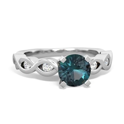 Alexandrite Infinity 6Mm Round Engagement 14K White Gold ring R26316RD