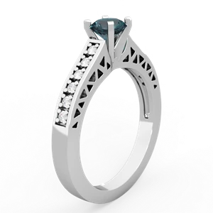 Alexandrite Art Deco Engagement 5Mm Round 14K White Gold ring R26355RD