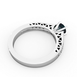 Alexandrite Art Deco Engagement 5Mm Round 14K White Gold ring R26355RD