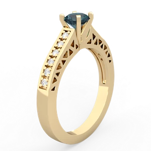 Alexandrite Art Deco Engagement 5Mm Round 14K Yellow Gold ring R26355RD