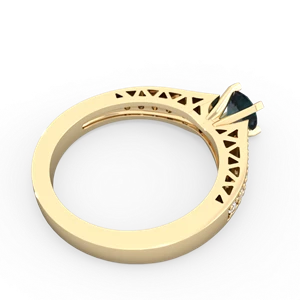 Alexandrite Art Deco Engagement 5Mm Round 14K Yellow Gold ring R26355RD