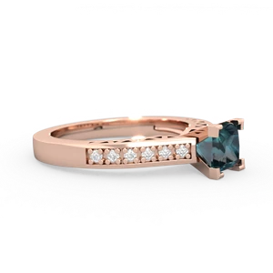 Alexandrite Art Deco Engagement 5Mm Square 14K Rose Gold ring R26355SQ