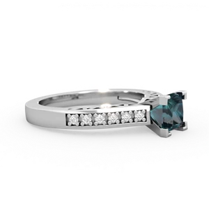Alexandrite Art Deco Engagement 5Mm Square 14K White Gold ring R26355SQ