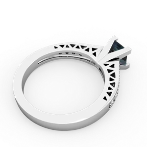 Alexandrite Art Deco Engagement 5Mm Square 14K White Gold ring R26355SQ