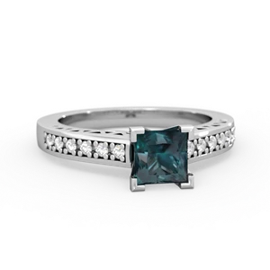Alexandrite Art Deco Engagement 5Mm Square 14K White Gold ring R26355SQ