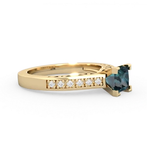Alexandrite Art Deco Engagement 5Mm Square 14K Yellow Gold ring R26355SQ