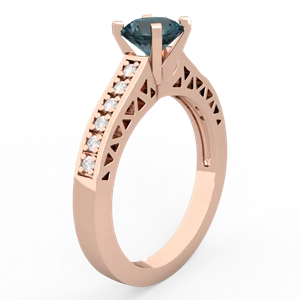 Alexandrite Art Deco Engagement 6Mm Round 14K Rose Gold ring R26356RD