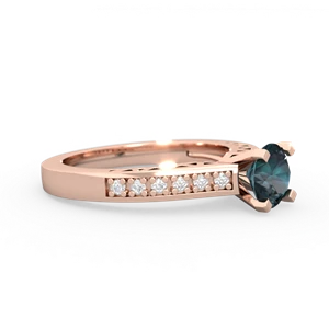 Alexandrite Art Deco Engagement 6Mm Round 14K Rose Gold ring R26356RD