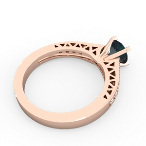 Alexandrite Art Deco Engagement 6Mm Round 14K Rose Gold ring R26356RD