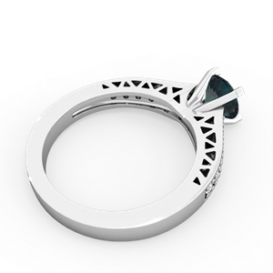 Alexandrite Art Deco Engagement 6Mm Round 14K White Gold ring R26356RD