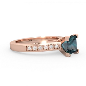 Alexandrite Art Deco Engagement 6Mm Princess 14K Rose Gold ring R26356SQ
