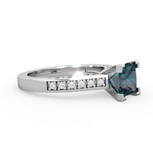 Alexandrite Art Deco Engagement 6Mm Princess 14K White Gold ring R26356SQ