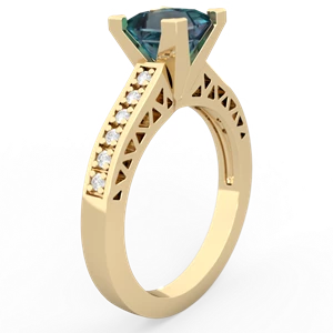 Alexandrite Art Deco Engagement 6Mm Princess 14K Yellow Gold ring R26356SQ