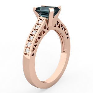 Alexandrite Art Deco Engagement 7X5mm Emerald-Cut 14K Rose Gold ring R26357EM
