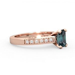 Alexandrite Art Deco Engagement 7X5mm Emerald-Cut 14K Rose Gold ring R26357EM