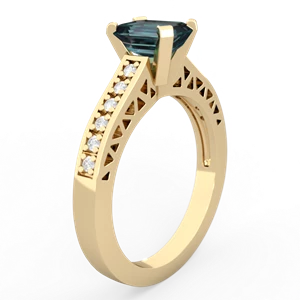Alexandrite Art Deco Engagement 7X5mm Emerald-Cut 14K Yellow Gold ring R26357EM