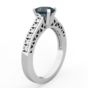 Alexandrite Art Deco Engagement 7X5mm Oval 14K White Gold ring R26357VL