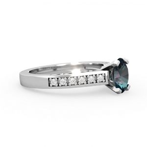Alexandrite Art Deco Engagement 7X5mm Oval 14K White Gold ring R26357VL