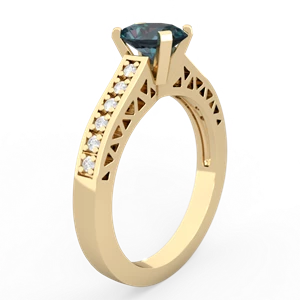 Alexandrite Art Deco Engagement 7X5mm Oval 14K Yellow Gold ring R26357VL