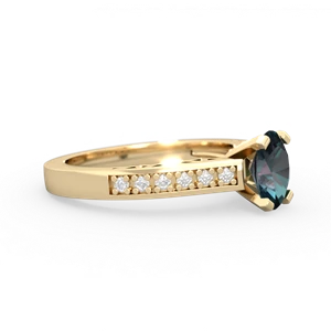 Alexandrite Art Deco Engagement 7X5mm Oval 14K Yellow Gold ring R26357VL
