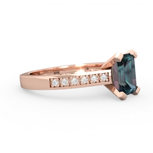 Alexandrite Art Deco Engagement 8X6mm Emerald-Cut 14K Rose Gold ring R26358EM