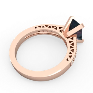 Alexandrite Art Deco Engagement 8X6mm Emerald-Cut 14K Rose Gold ring R26358EM