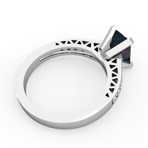 Alexandrite Art Deco Engagement 8X6mm Emerald-Cut 14K White Gold ring R26358EM