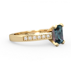 Alexandrite Art Deco Engagement 8X6mm Emerald-Cut 14K Yellow Gold ring R26358EM
