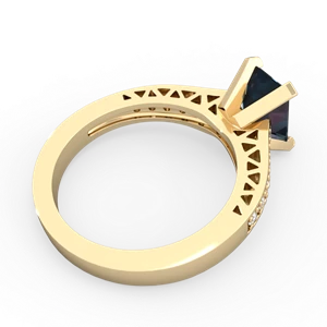 Alexandrite Art Deco Engagement 8X6mm Emerald-Cut 14K Yellow Gold ring R26358EM