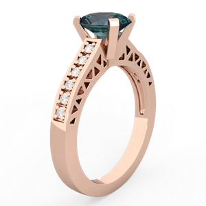 Alexandrite Art Deco Engagement 8X6mm Oval 14K Rose Gold ring R26358VL