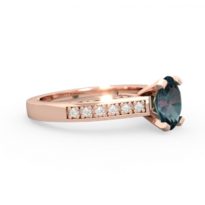 Alexandrite Art Deco Engagement 8X6mm Oval 14K Rose Gold ring R26358VL