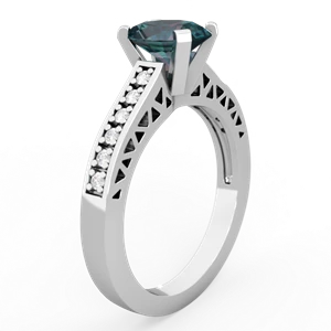 Alexandrite Art Deco Engagement 8X6mm Oval 14K White Gold ring R26358VL