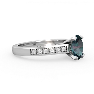 Alexandrite Art Deco Engagement 8X6mm Oval 14K White Gold ring R26358VL