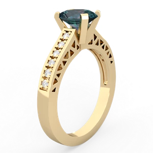 Alexandrite Art Deco Engagement 8X6mm Oval 14K Yellow Gold ring R26358VL