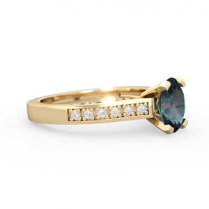 Alexandrite Art Deco Engagement 8X6mm Oval 14K Yellow Gold ring R26358VL