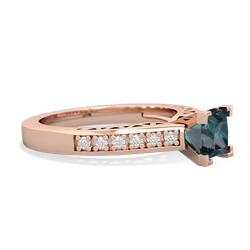 Alexandrite Art Deco Engagement 5Mm Square 14K Rose Gold ring R26355SQ