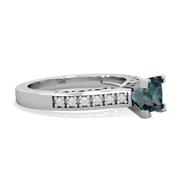 Alexandrite Art Deco Engagement 5Mm Square 14K White Gold ring R26355SQ