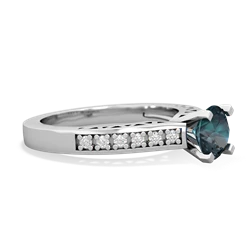 Alexandrite Art Deco Engagement 6Mm Round 14K White Gold ring R26356RD