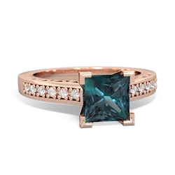 Alexandrite Art Deco Engagement 6Mm Princess 14K Rose Gold ring R26356SQ